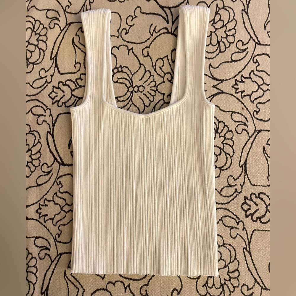 Vince Sweatheart Ribbed Knit Tank Top